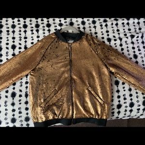 Gold sequin bomber jacket